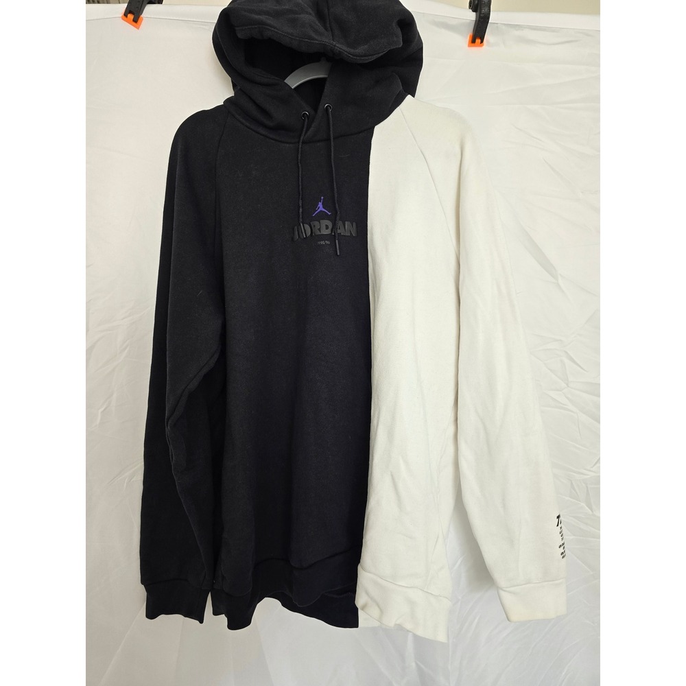 Vintage Jordan Brand Colorblock Hoodie Black White Mens XL Basketball Style